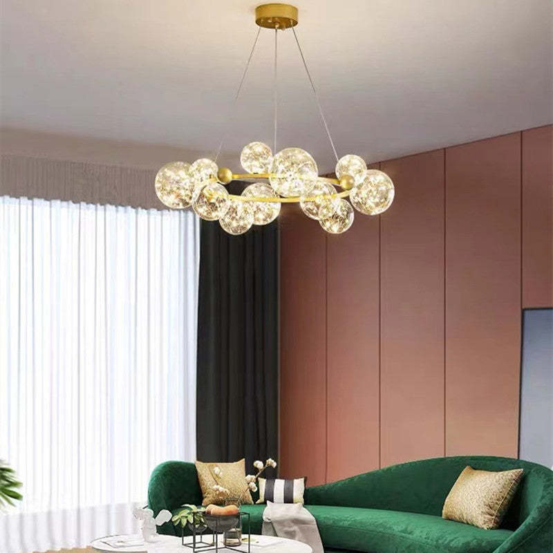 Valentina Lampada a Sospensione Metallo/Vetro Nero/Oro Globo Arte Deco