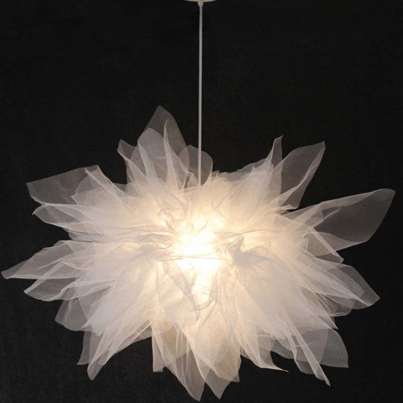 Arisha Moderna LED Lampada a Sospensione Tessuto Bianco Fiore Camera da Letto