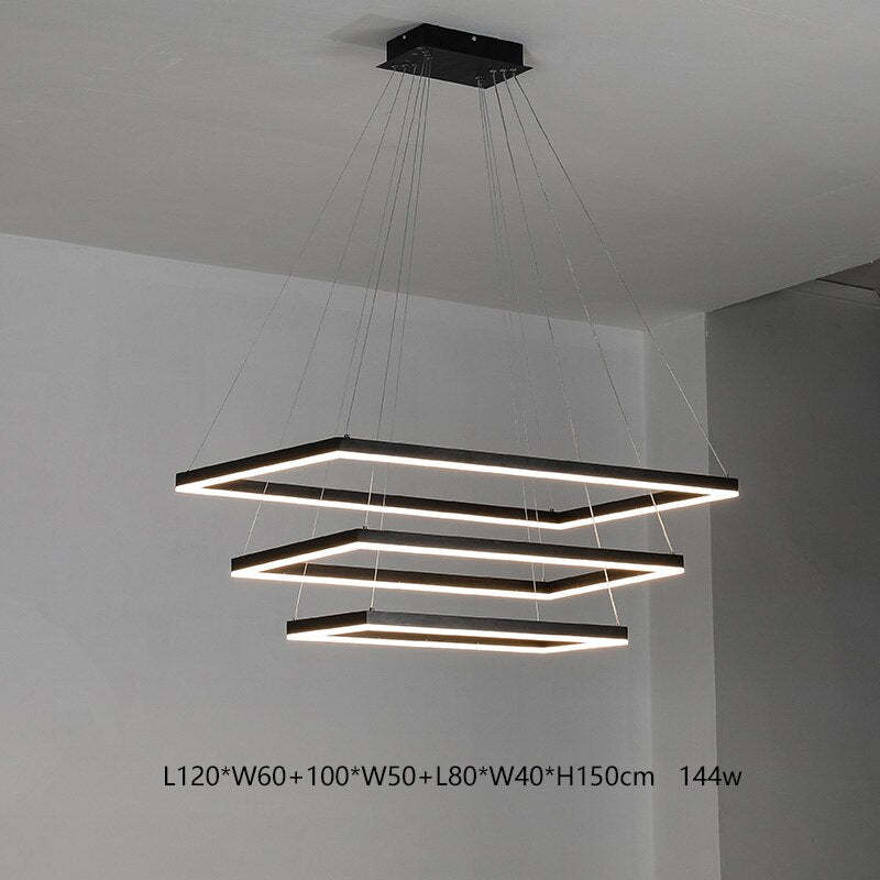 Bouvet Moderno LED Lampada a Sospensione 5 Stratificato Nera Soggiorno/Camera da Letto