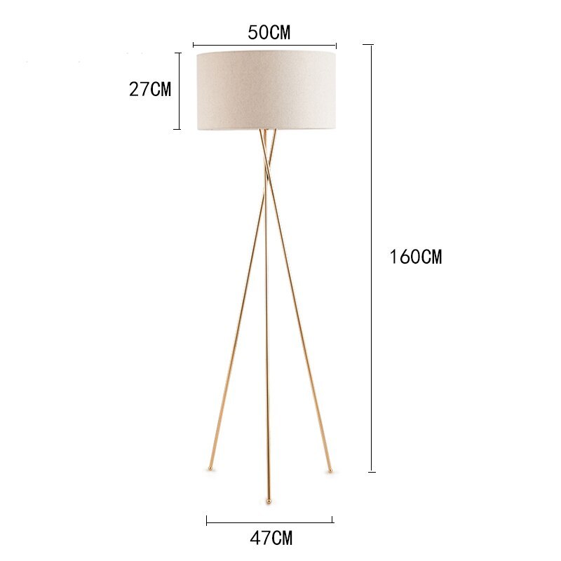 Baines Moderna LED Lampada da Terra Tessuto Bianco Treppiede Sala da Pranzo/Soggiorno/Camera da Letto