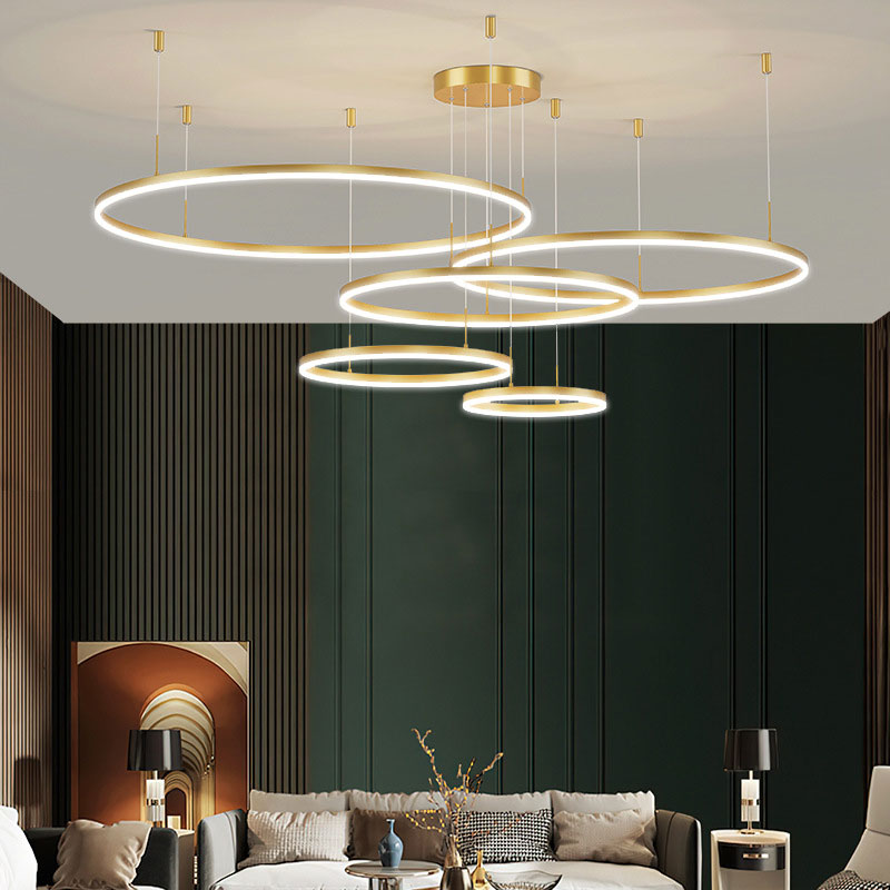 Arisha Lampada a Sospensione Metallo Nero/Oro/Caffè Tir-Cerchio Moderna