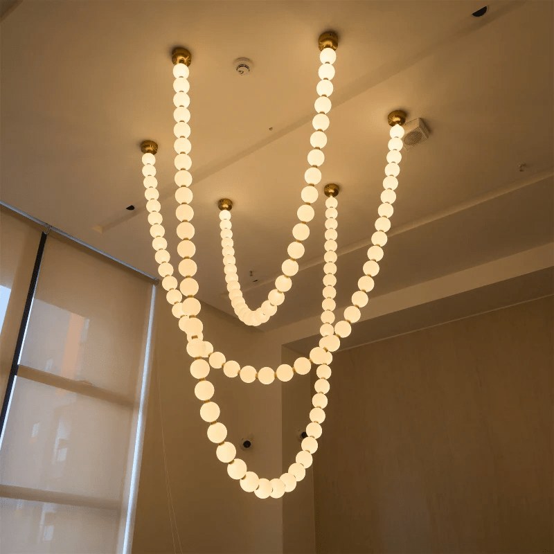 Pearl Glass Necklace Balls Chandelier - Blowlighting