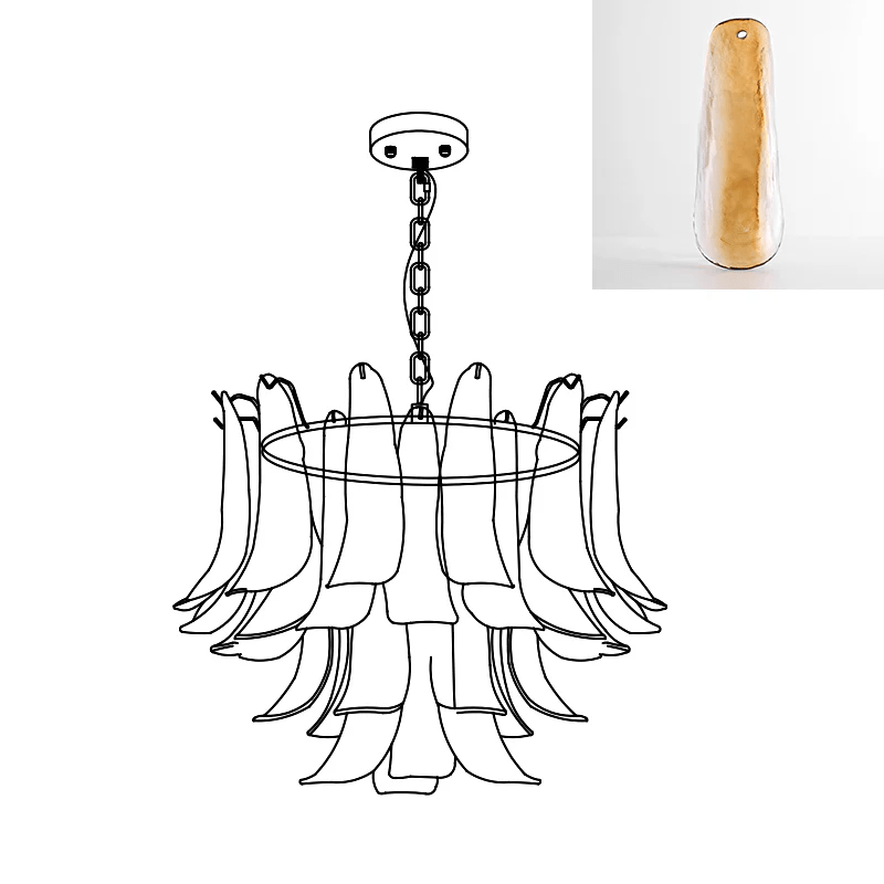 Aurora Chandelier Murano Glass Leaf Golden - Blowlighting