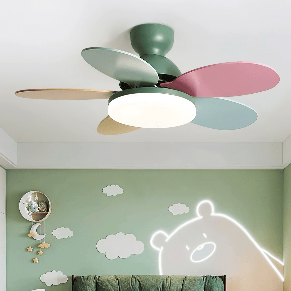 Ventilatore da soffitto con luce Liora per bambini in una cameretta