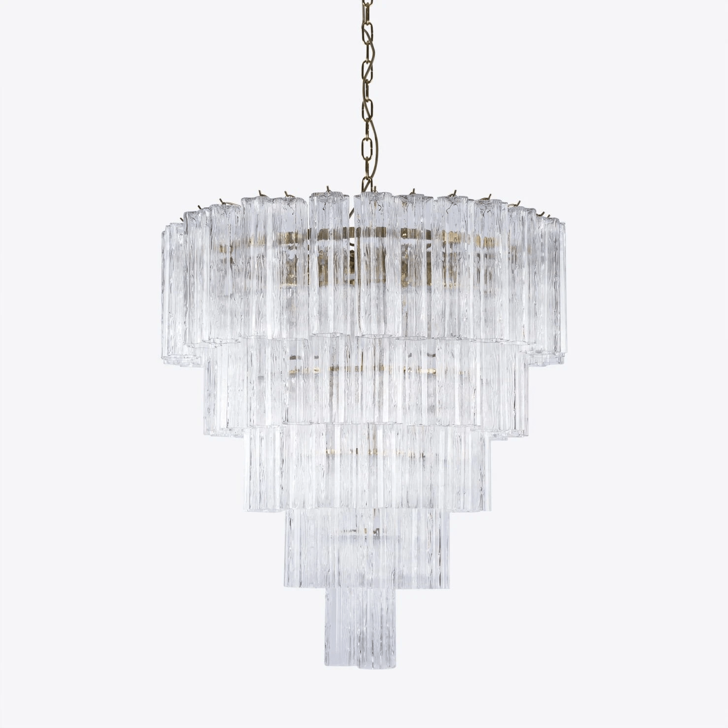 Aurora Chandelier Five Tier Fluted Glass Grande Mid Century - Neutralighting