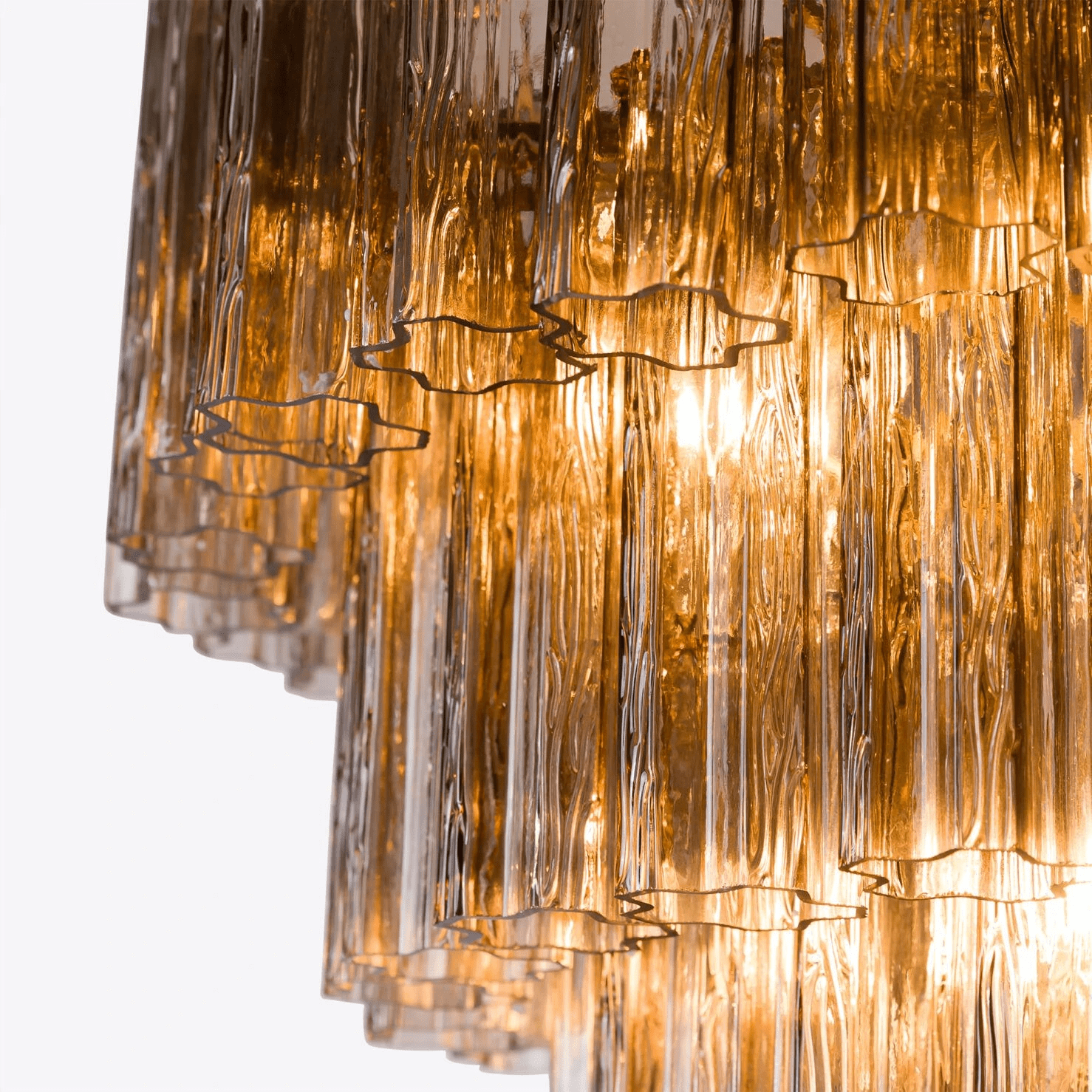 Aurora Chandelier Five Tier Fluted Glass Grande Mid Century - Neutralighting