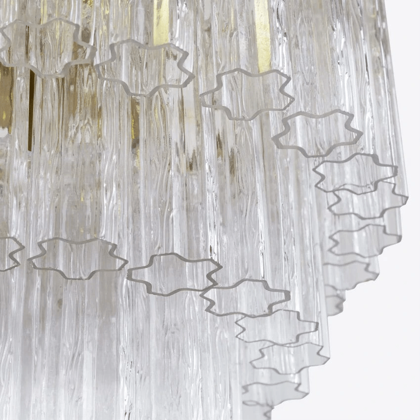 Aurora Chandelier Five Tier Fluted Glass Tube Mid Century - Neutralighting