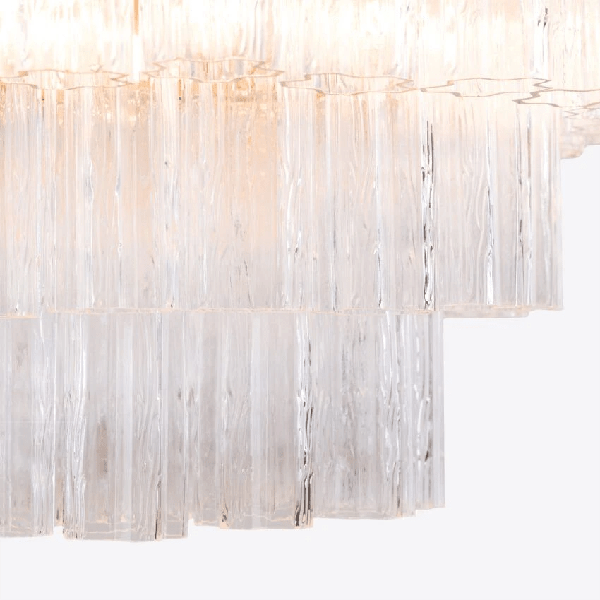 Aurora Chandelier Five Tier Fluted Glass Tube Mid Century - Neutralighting