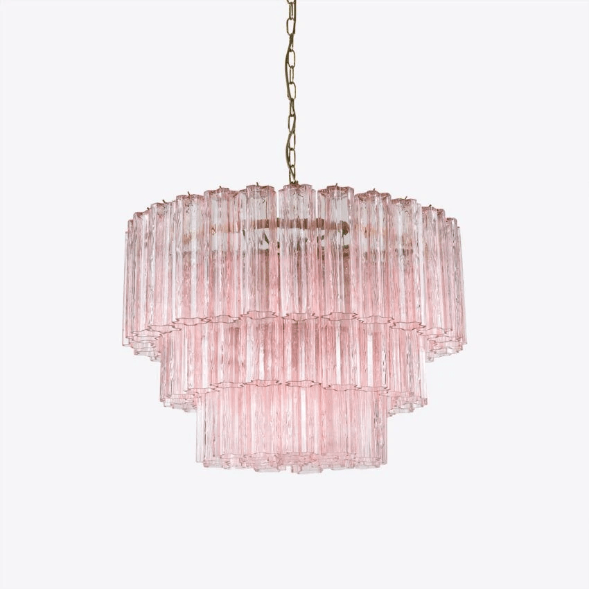 Aurora Chandelier Five Tier Fluted Glass Tube Mid Century - Neutralighting