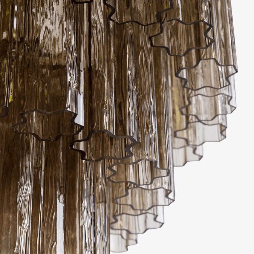 Aurora Chandelier Five Tier Fluted Glass Tube Mid Century - Neutralighting