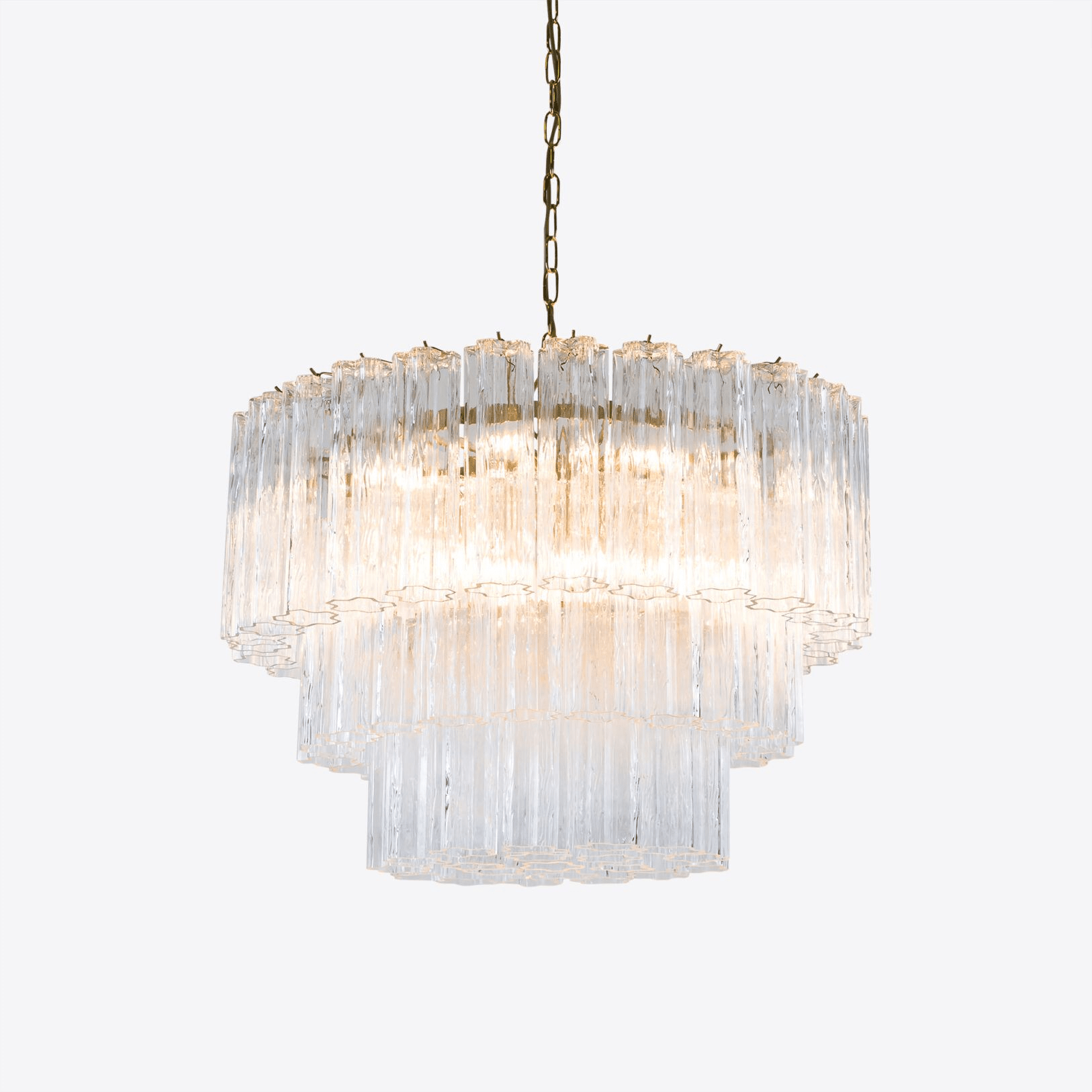 Aurora Chandelier Five Tier Fluted Glass Tube Mid Century - Neutralighting