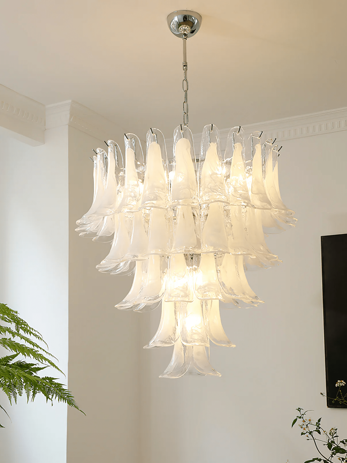 Aurora Chandelier Murano Glass Leaf Golden - Blowlighting