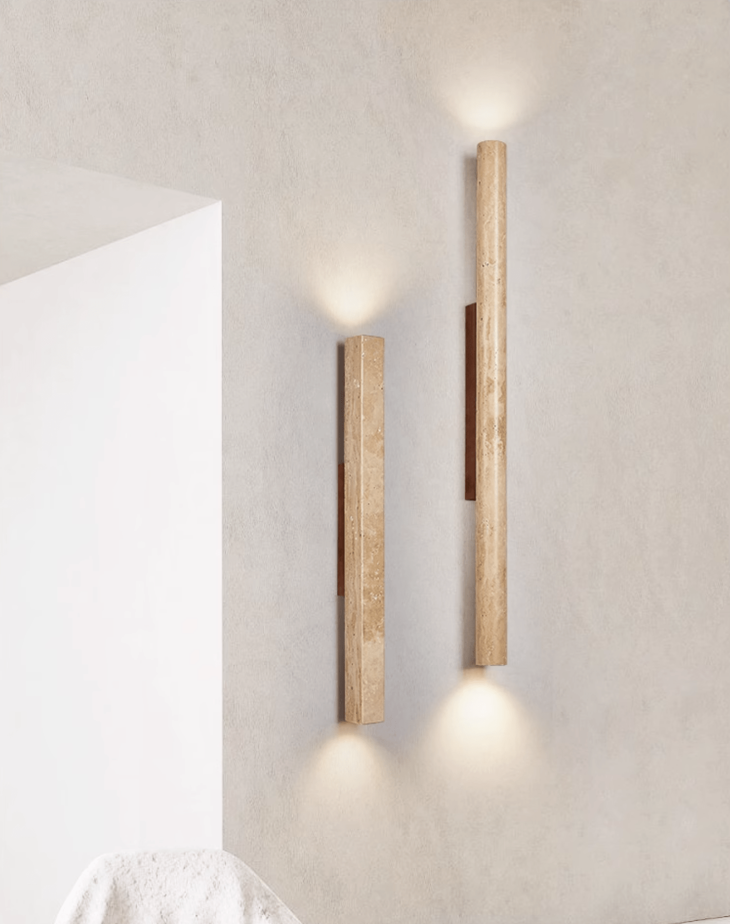 Cathais Minimalist Travertine Wall Light - Neutralighting