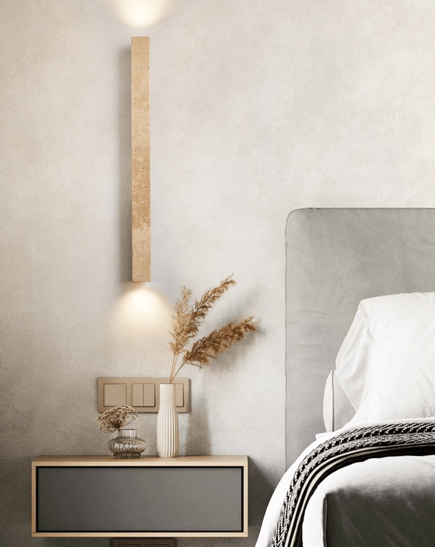 Cathais Minimalist Travertine Wall Light - Neutralighting
