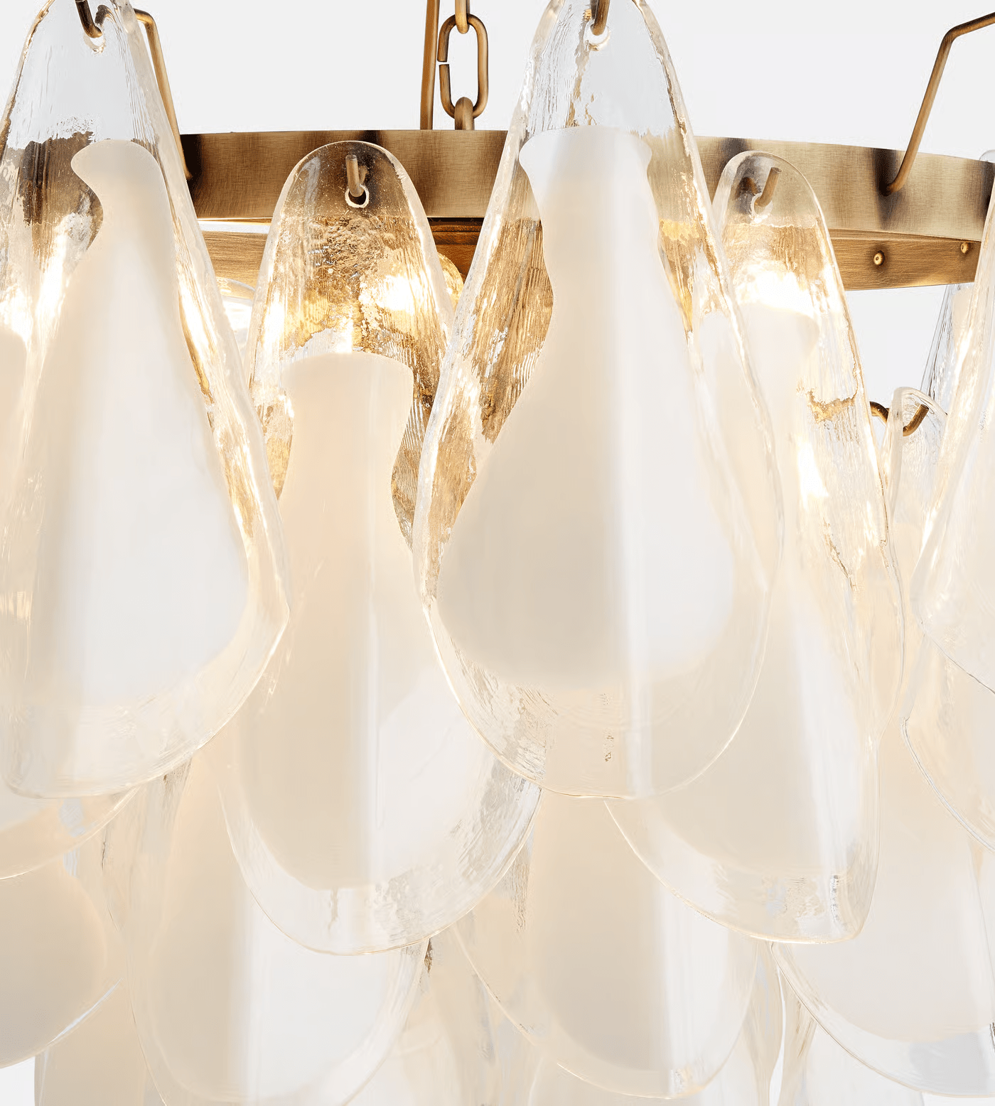 Aurora Chandelier White Leaf Glass Layered Modern - Neutralighting