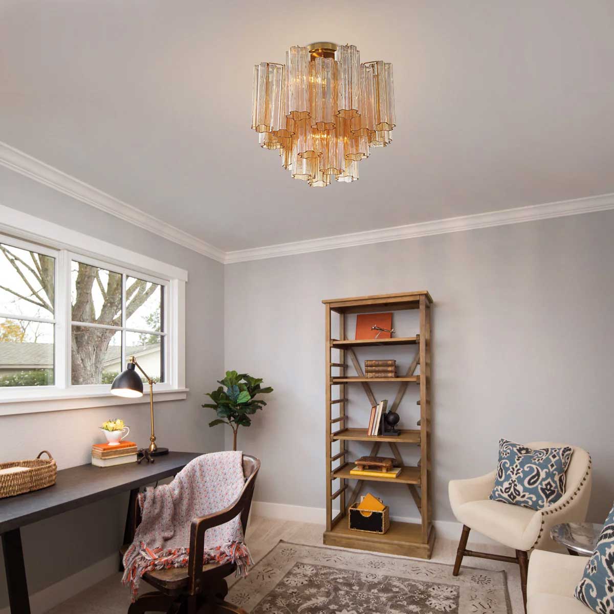 Aurora Ceiling Lamp Clear Murano Glass Tubular Handblown - Neutralighting