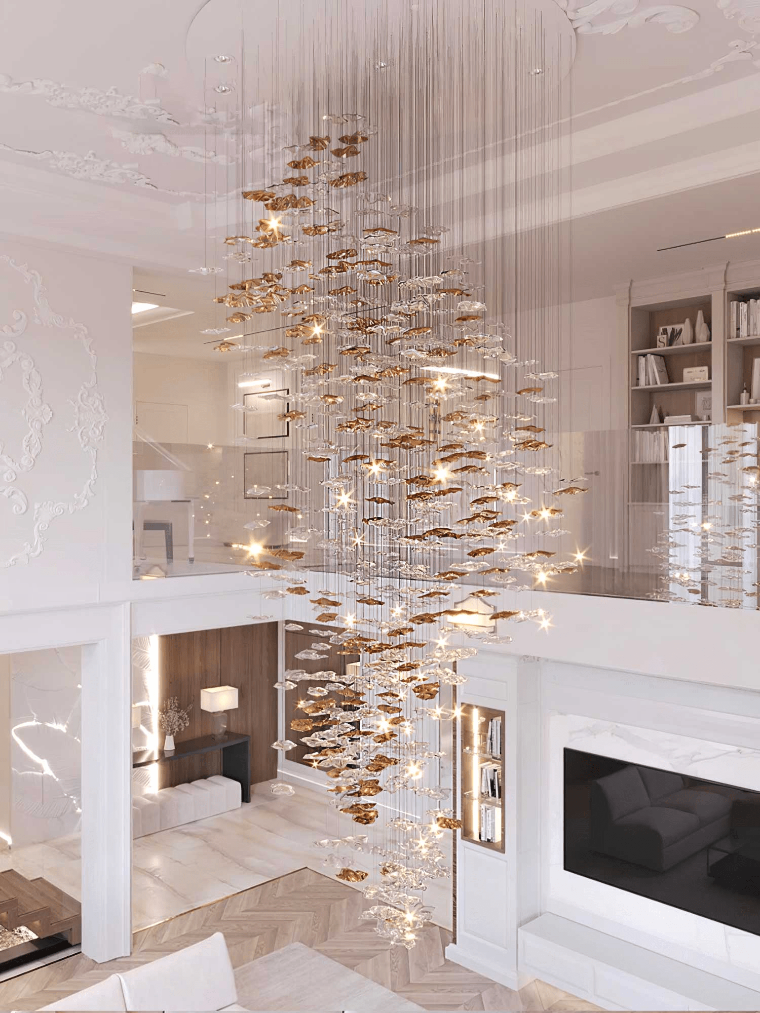 Nephele Crystal Leaf Chandelier - Blowlighting