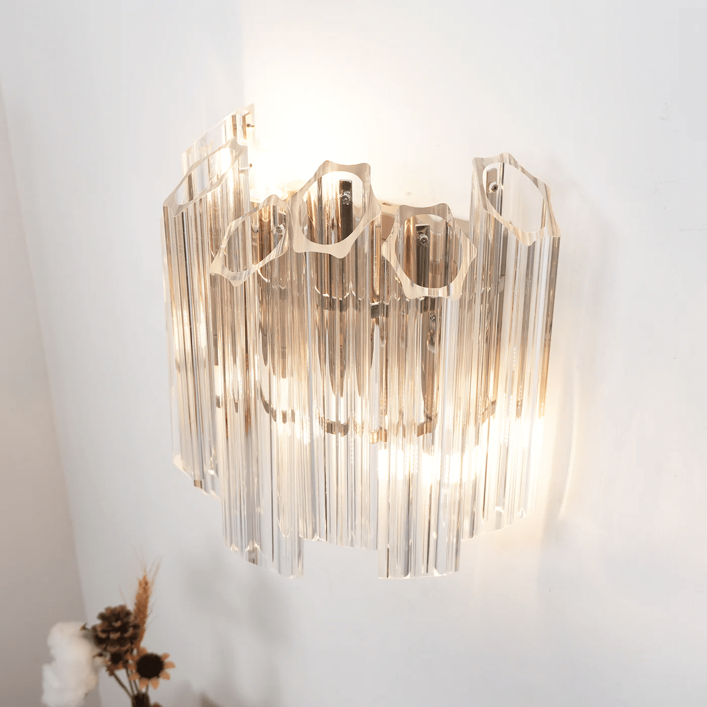 Aurora Wall Lamp Clear Murano Glass Tube Cascade - Neutralighting
