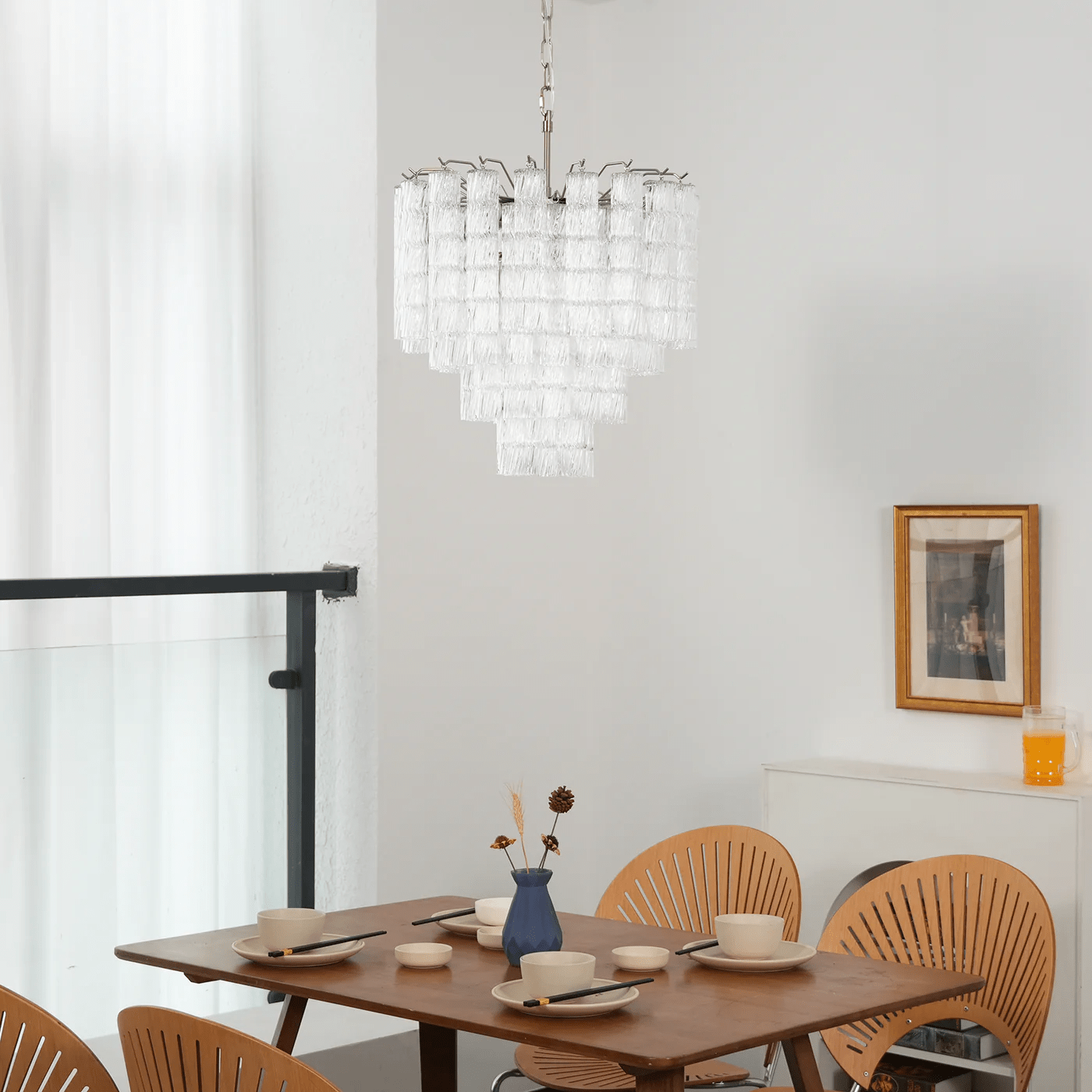 Aurora Chandelier Murano Glass Tiered Cascading Waves - Neutralighting