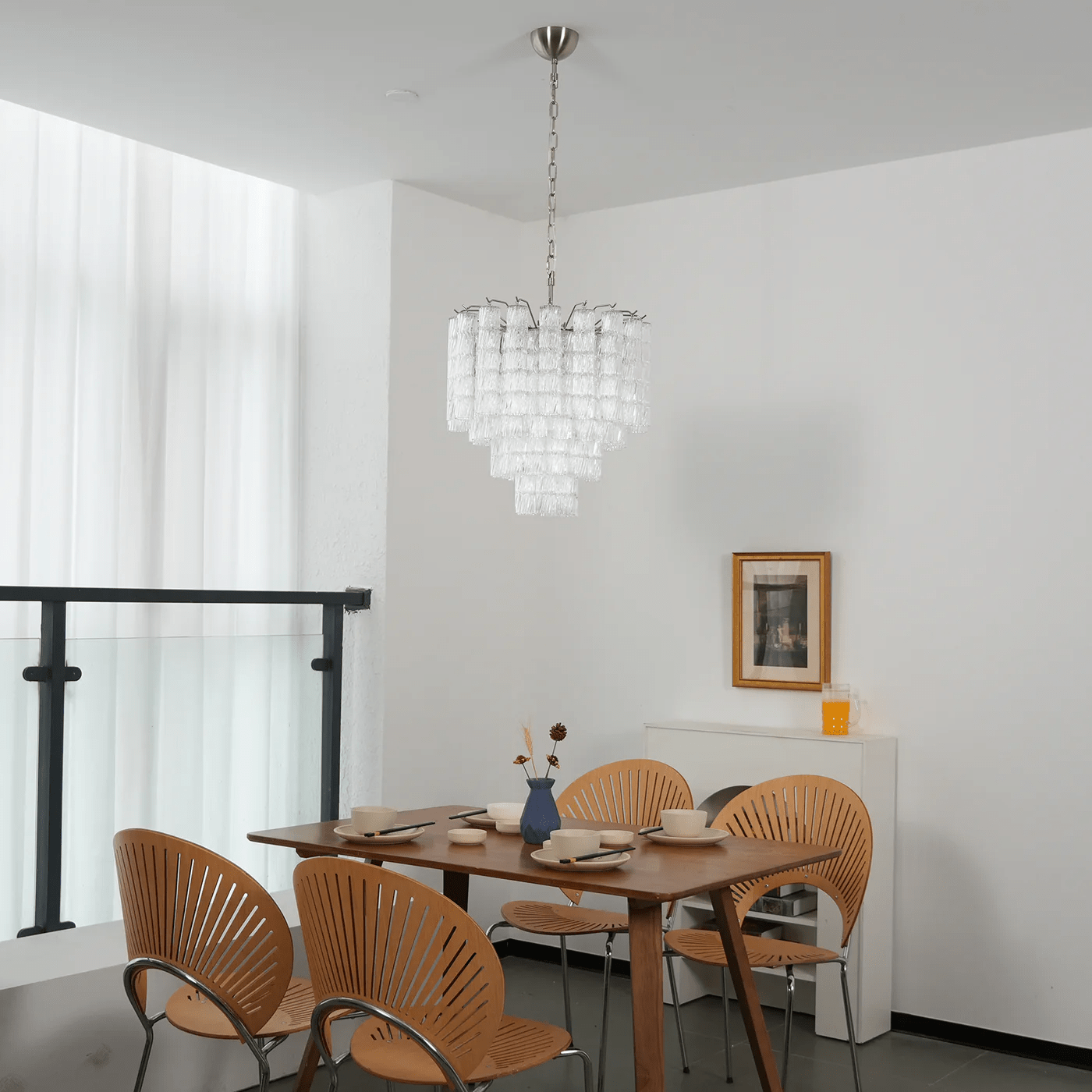 Aurora Chandelier Murano Glass Tiered Cascading Waves - Neutralighting