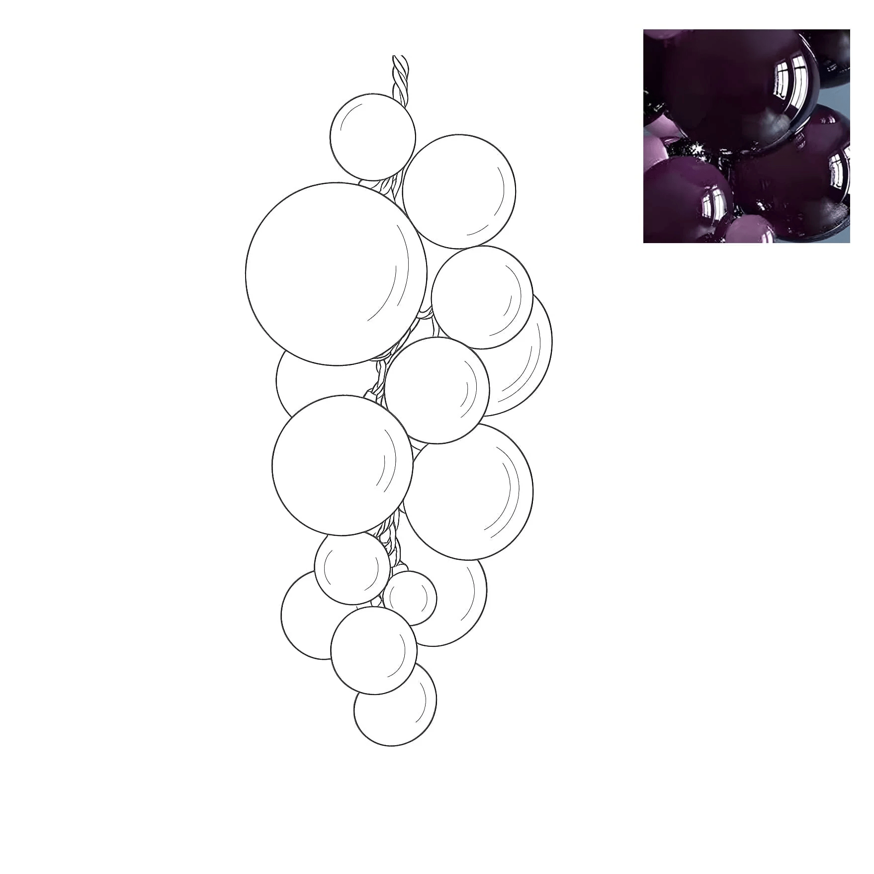 Aurora Chandelier Murano Glass Grape Cluster Art Deco - Blowlighting