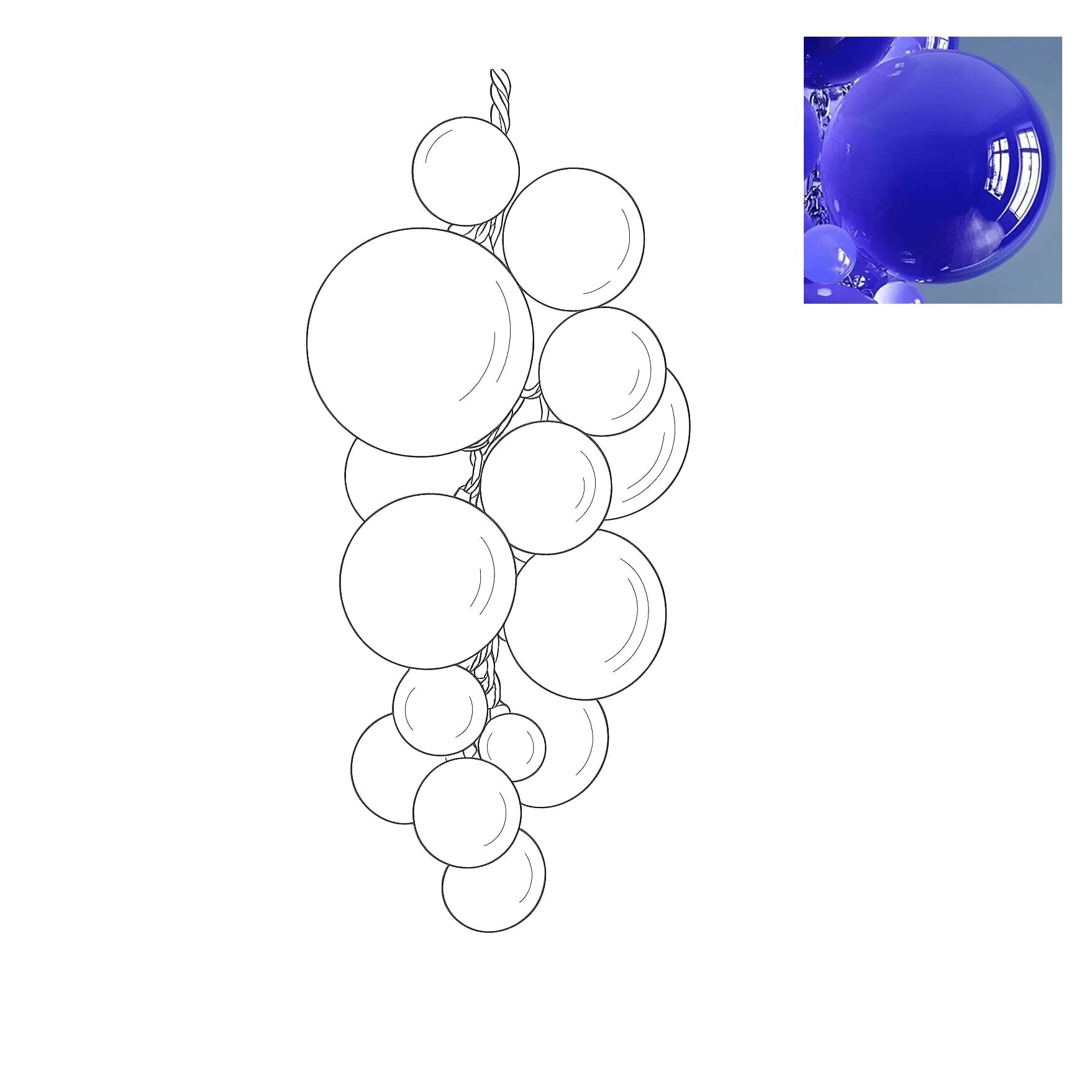 Aurora Chandelier Murano Glass Grape Cluster Art Deco - Blowlighting