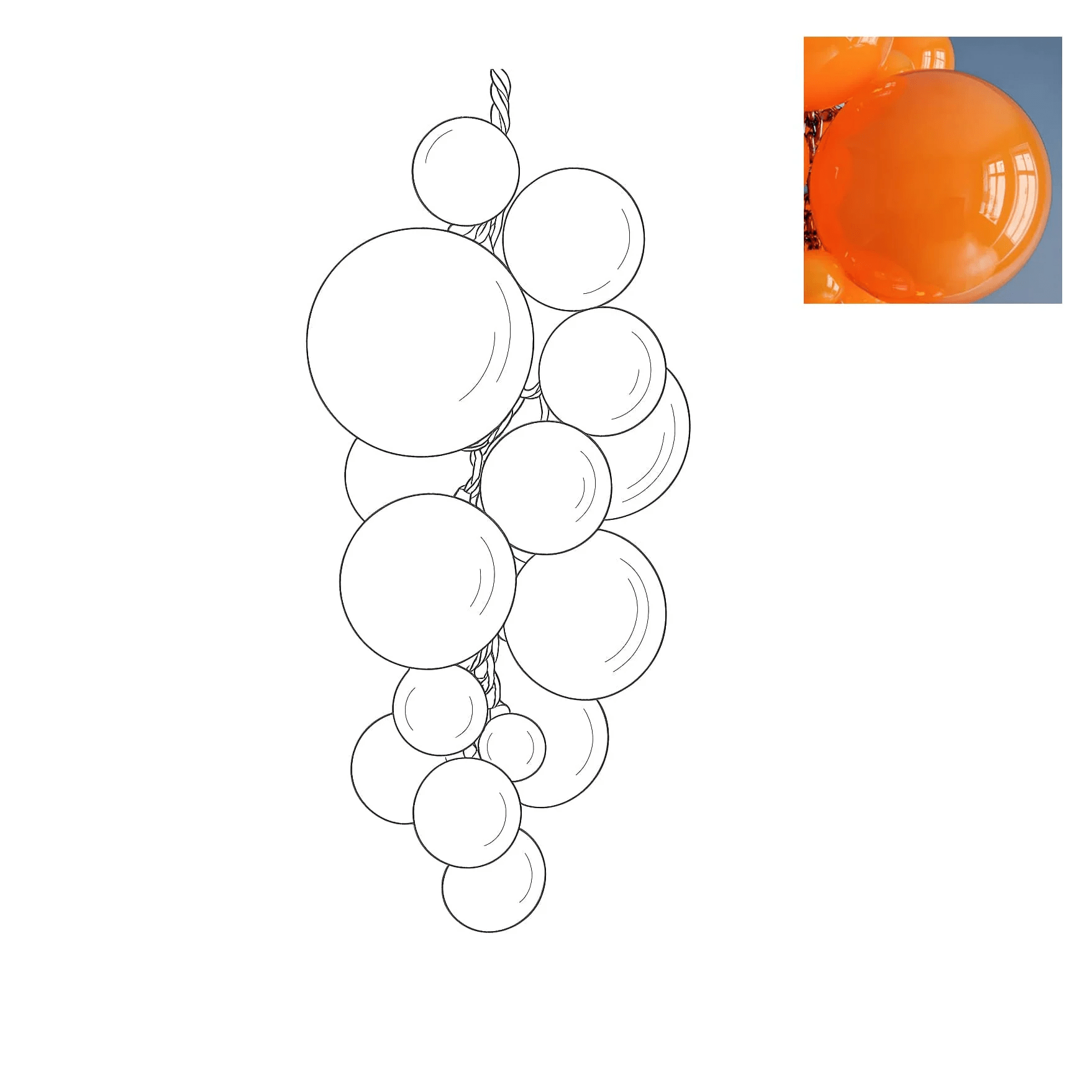 Aurora Chandelier Murano Glass Grape Cluster Art Deco - Blowlighting
