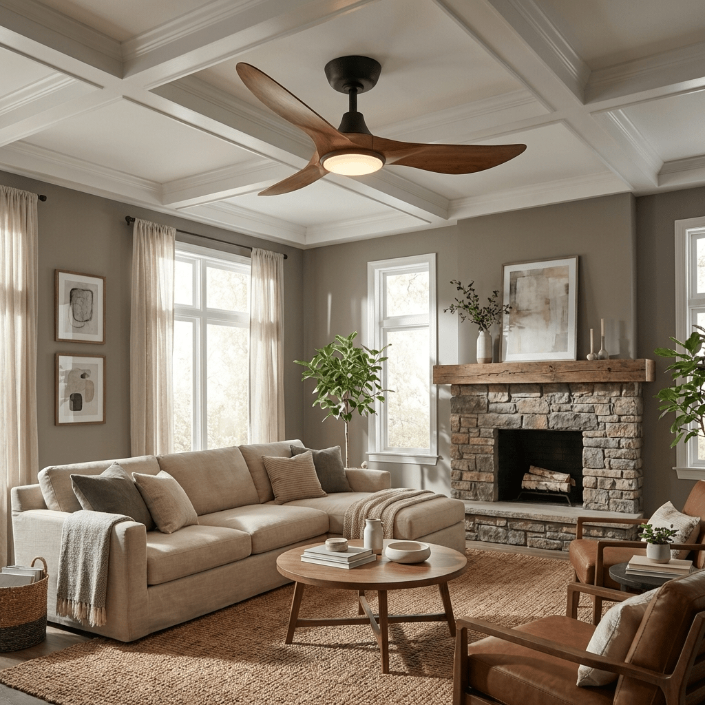 Ventilatore da Soffitto Finn che mostra il suo design elegante e la sua funzionalità