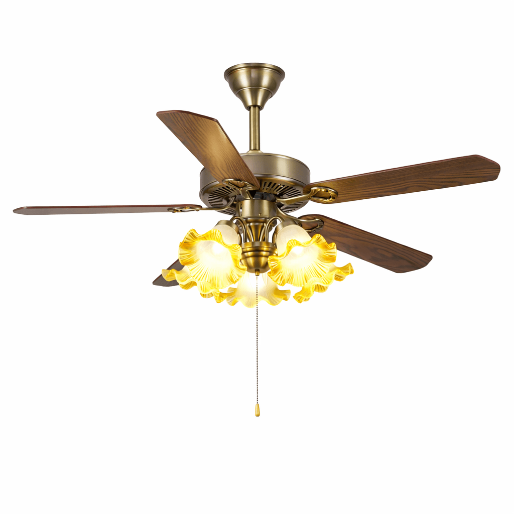 Ventilatore da soffitto Theodore Vintage con luce in finitura Noce