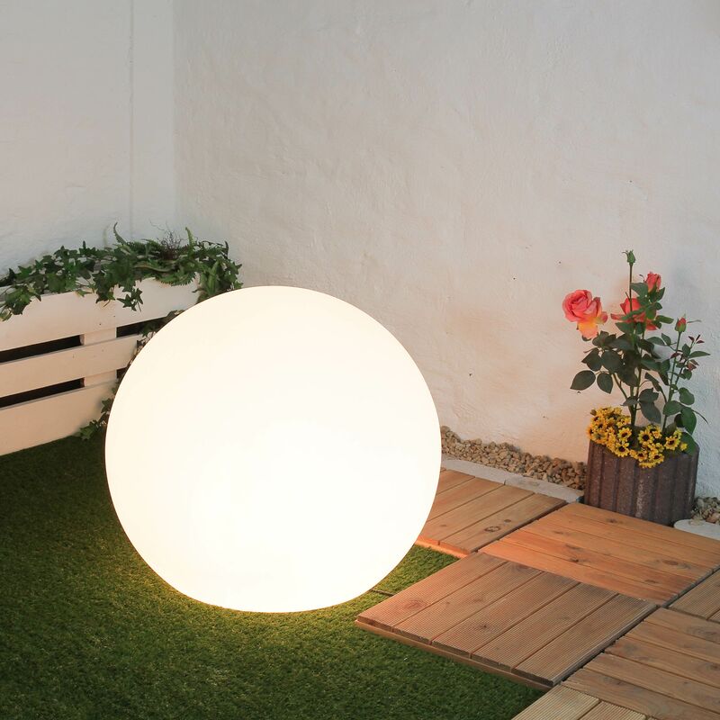 Elif Design LED Luce da Esterno Lampada da Terra Impermeabile Bianco Sfera Acrilico