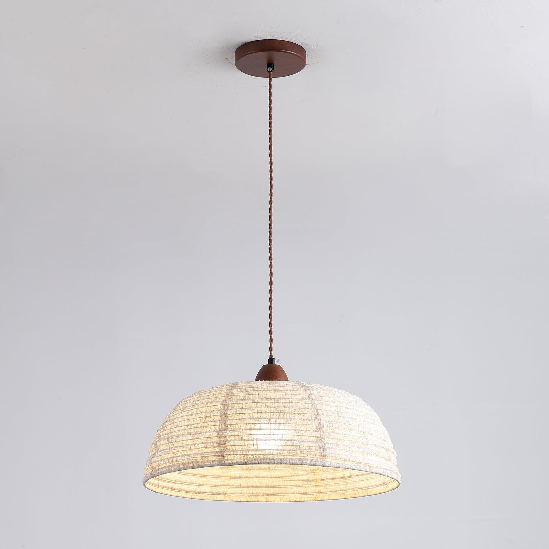 Ritta Retro Lanterna Bianco Legno Stoffa Lampade a Sospensione Studio Cucina