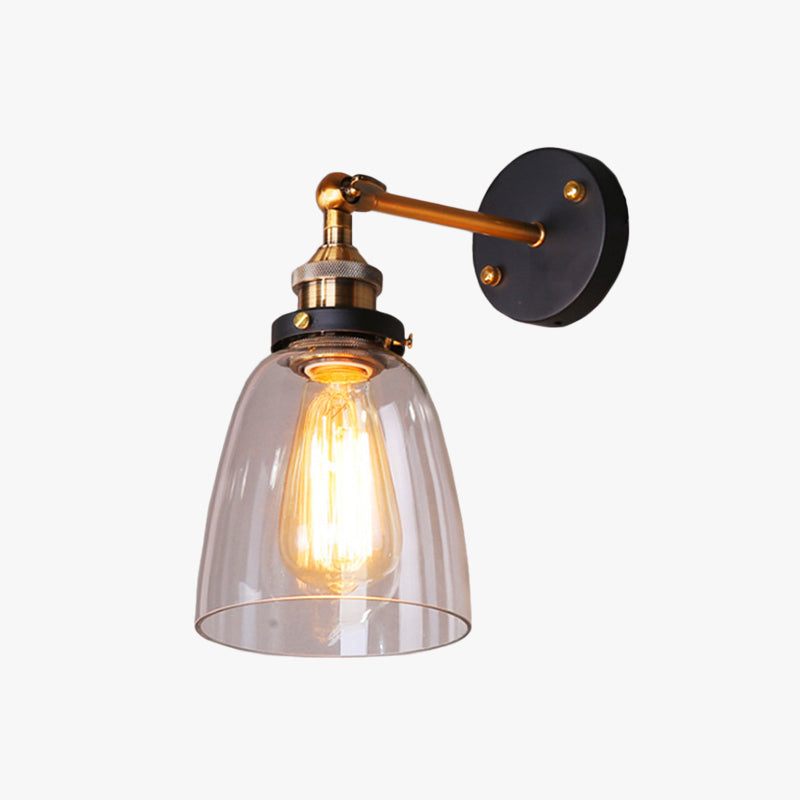 Epoch Vintage Industriale LED Applique Metallo Vetro Nero Soggiorno/Camera da Letto