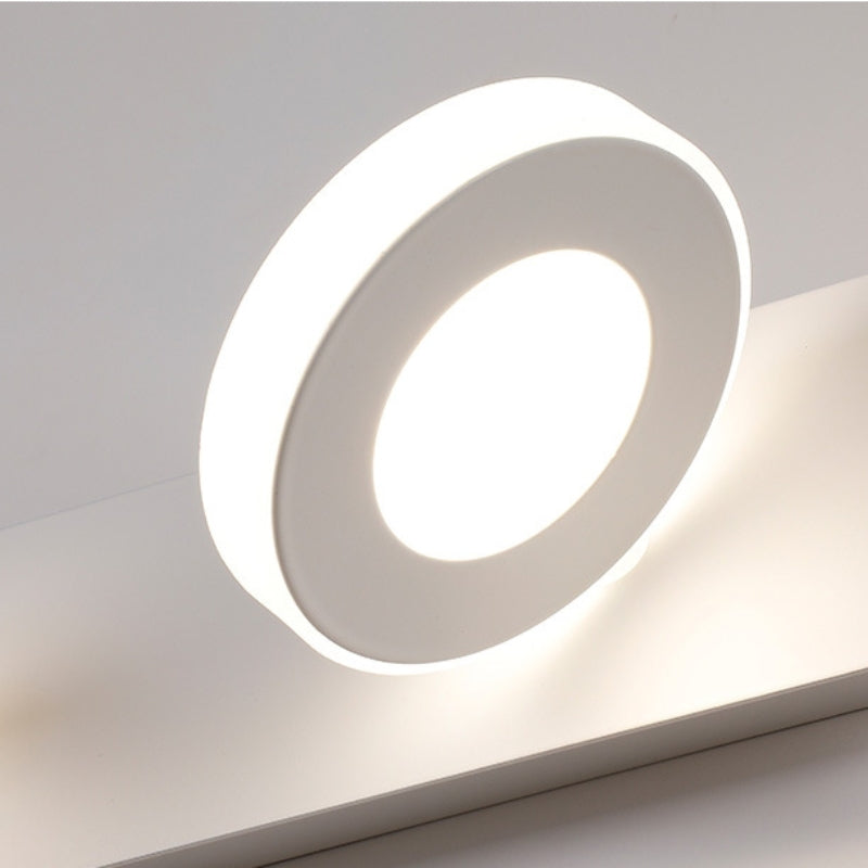 Arisha Design Minimalismo LED Applique Metallo Acrilico Bianco Rotondo Specchio Bagno