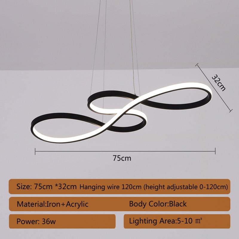 Arisha Lampada a Sospensione Lineare Moderna Nero/Oro/Bianco