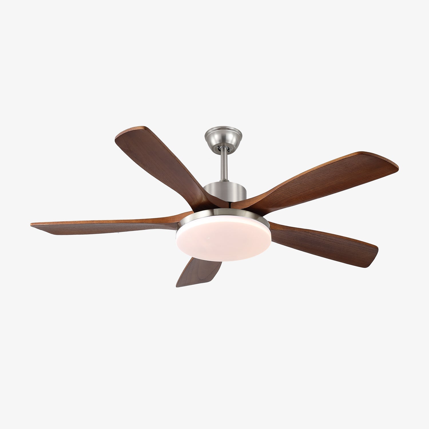 Profilo laterale del ventilatore da soffitto Orvian moderno con luce