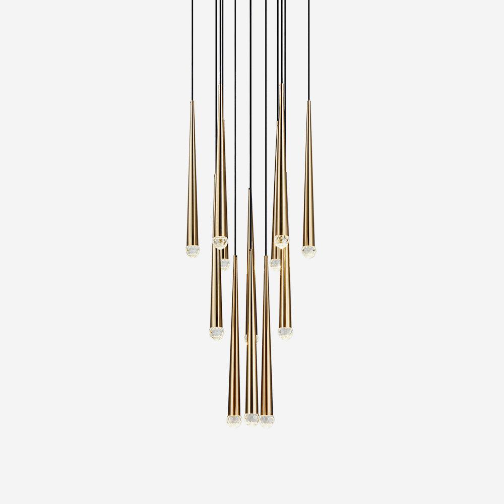 Chandelier Crystal Shade Brass Blackened Silver Luxe Staircase - Letslighting