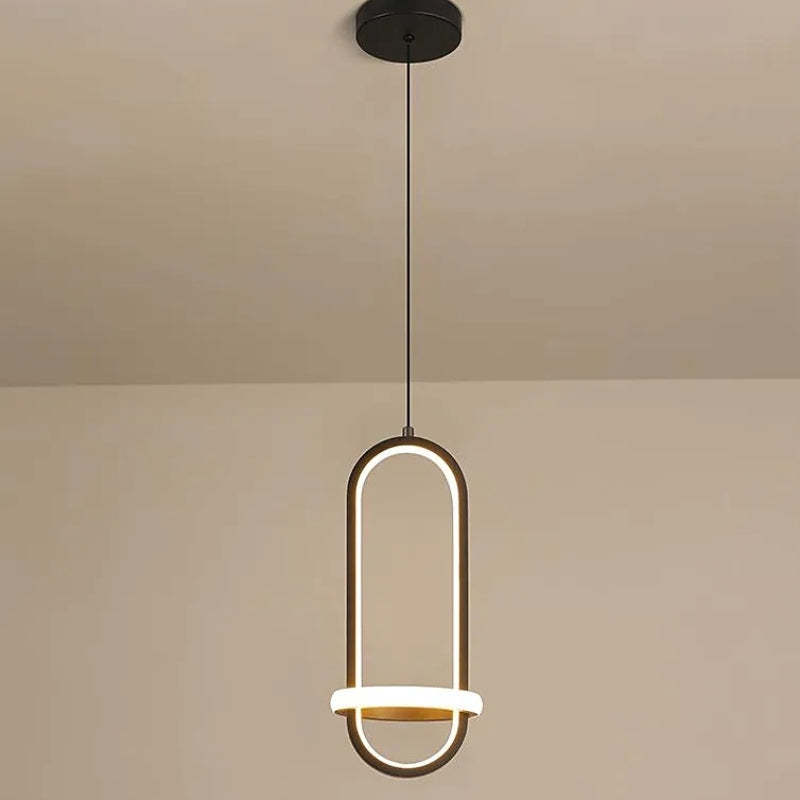 Arisha Minimalista Moderna LED Lampada a Sospensione Squillo LED Nero/Oro Soggiorno/Camera da Letto