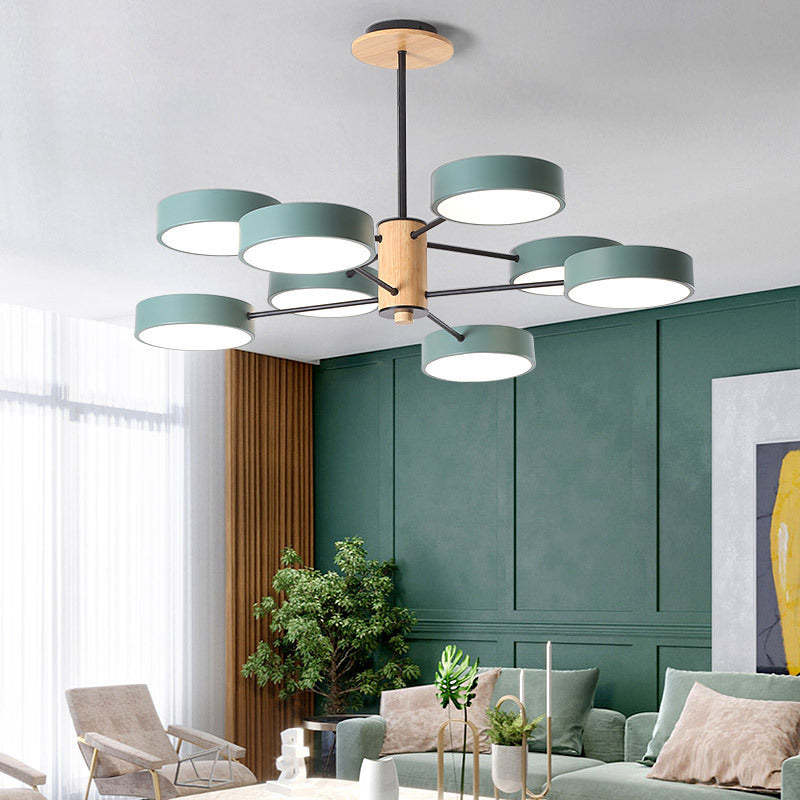 Arisha Moderna LED Design Lampada a Sospensione Metallo Legno Grigio/Verde Soggiorno/Camera da Letto