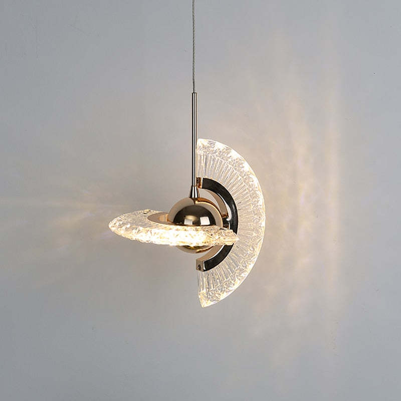 Kristy Design Lusso LED Lampada a Sospensione Metallo Acrilico Oro Soggiorno/Camera da Letto