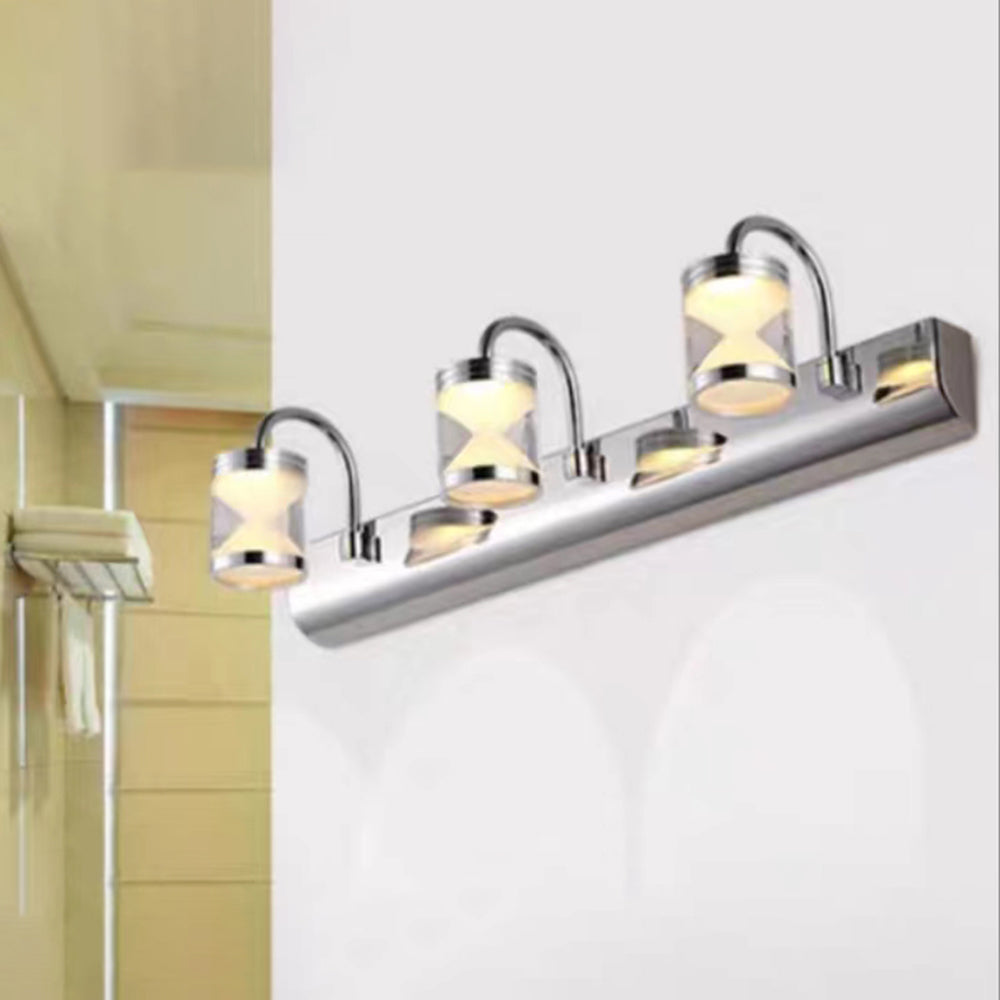 Arisha Moderni Design LED Applique Cilindrico Impermeabile Piccolo Argento Metallo Bagno