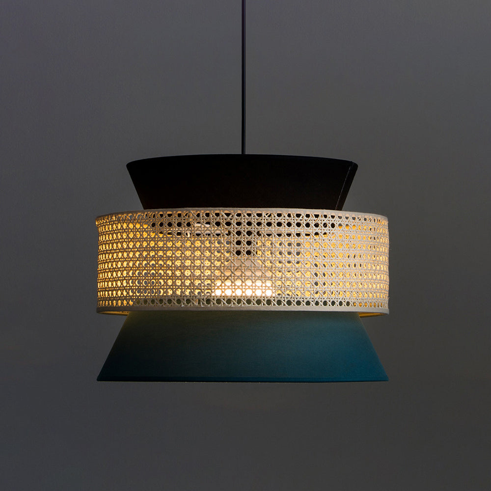 Ritta Moderni Design LED Lampada a Sospensione Verde Scuro Metallo Rattan Soggiorno/Camera da Letto