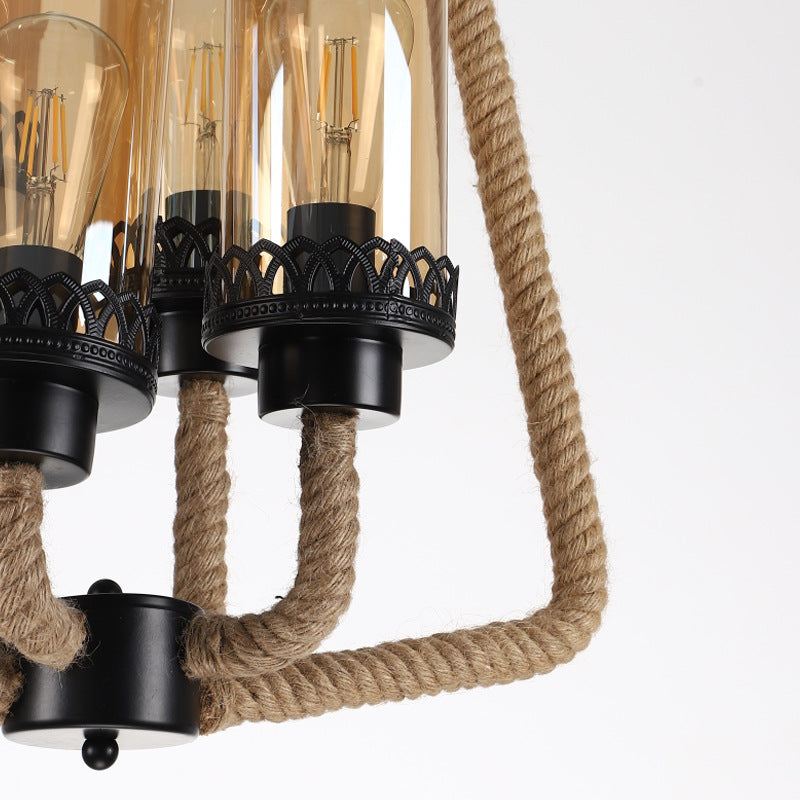 Epoch Vintage Metallo/Corda LED Sospensione Nero Soggiorno/Bar/Ristorante