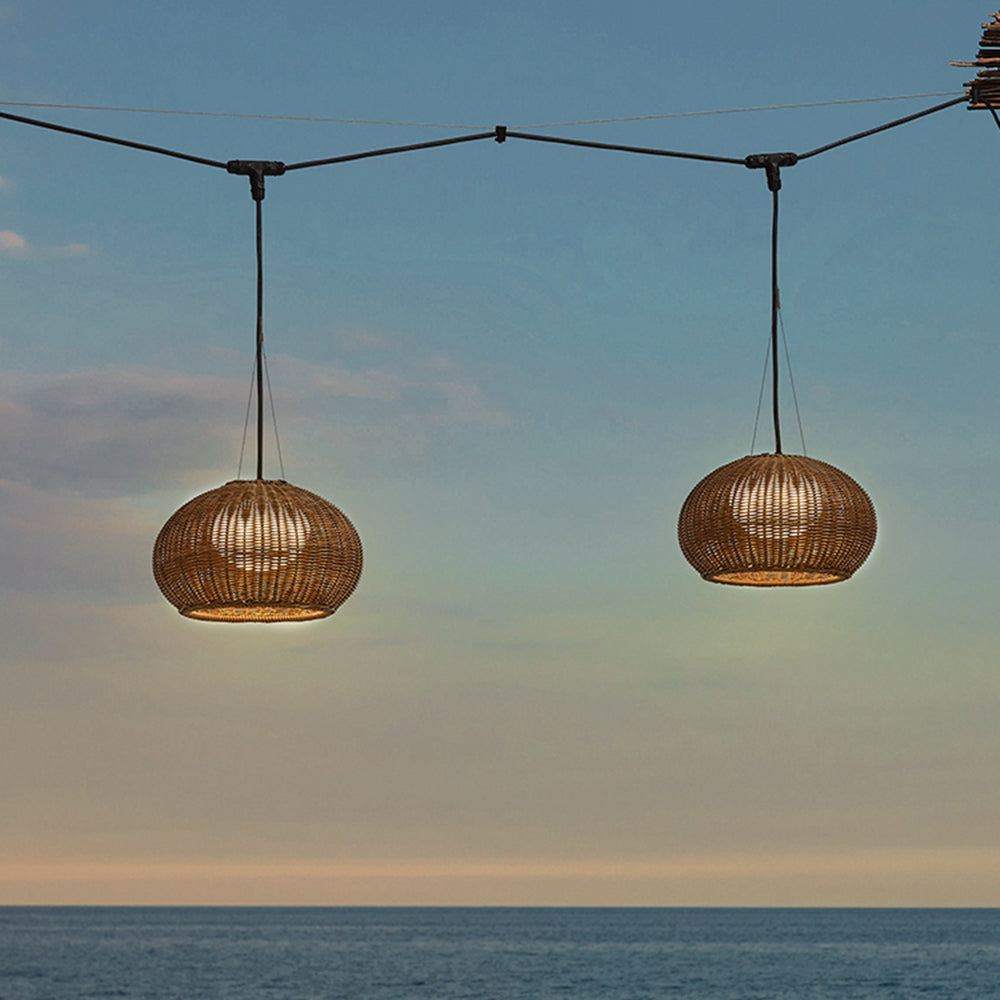 Ritta Retro Lanterna Bambù/Acrilico Lampade a Sospensione Esterno