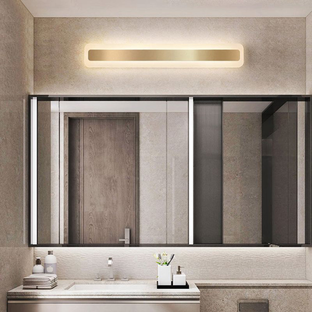 Arisha Applique Semplice Specchio Anteriore Rettangolare Vanità, Oro