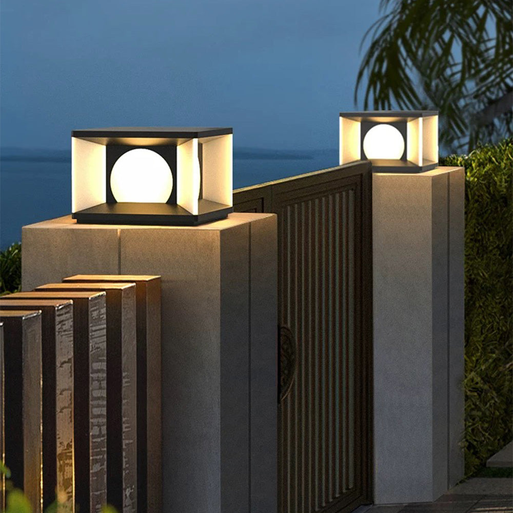 Ray Moderno LED Quadrato Metallo Lampade da Esterno Nero