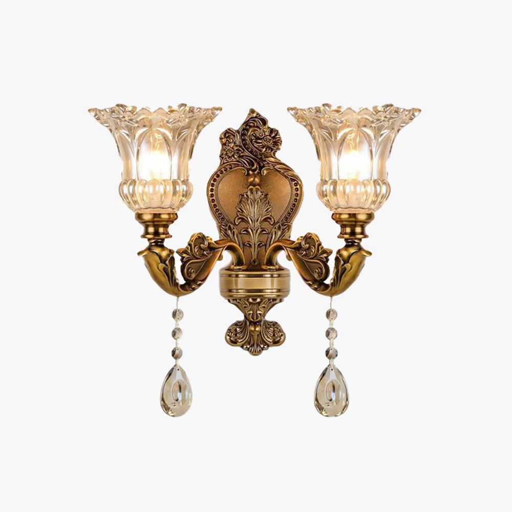Arisha Vintage Design Fiore Applique Oro Metallo/Vetro Soggiorno