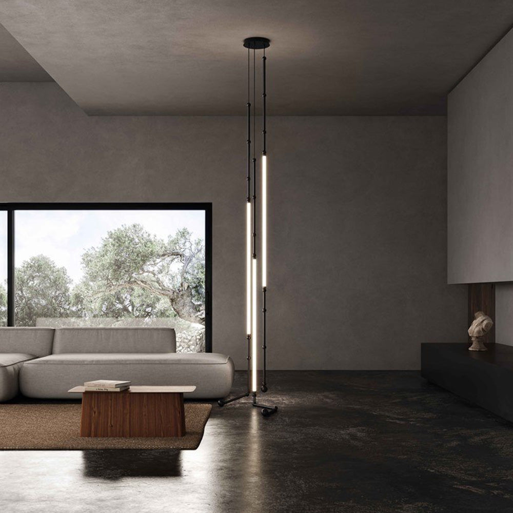 Arisha Lampade a Sospensione Metallo/Silicone Nero Lineare Soggiorno Moderne