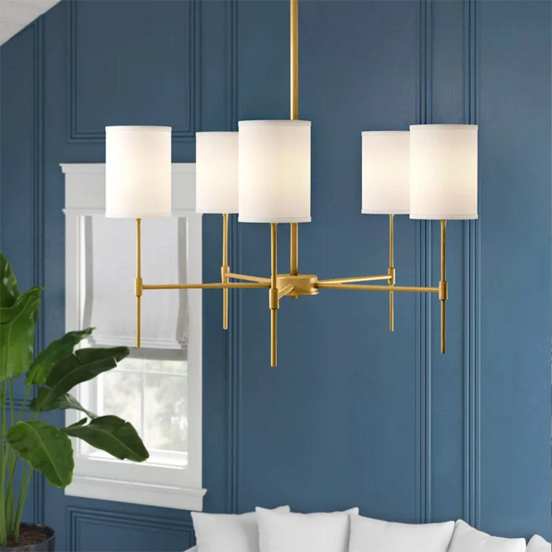 Silva Lampadario Moderno a LED in Metallo/Tessuto Nero/Oro per Soggiorno