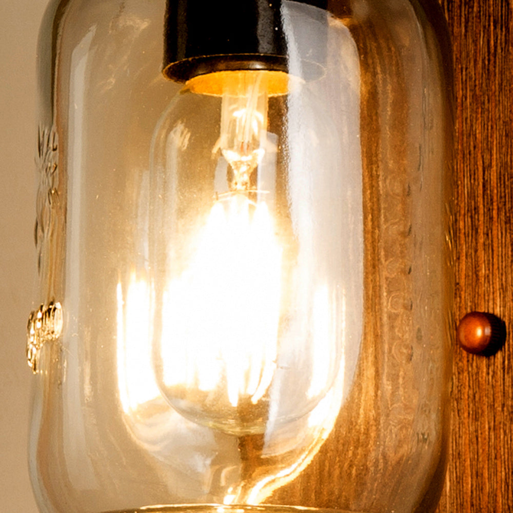 Epoch Vintage Vaso LED Applique Legno Vetro Camera da Letto