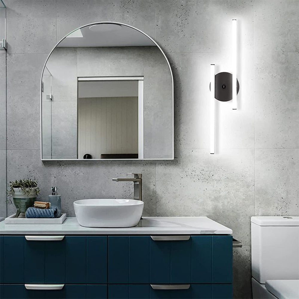 Arisha Moderne LED Applique Moppia Lineare Metallo Nero/Argento Bagno